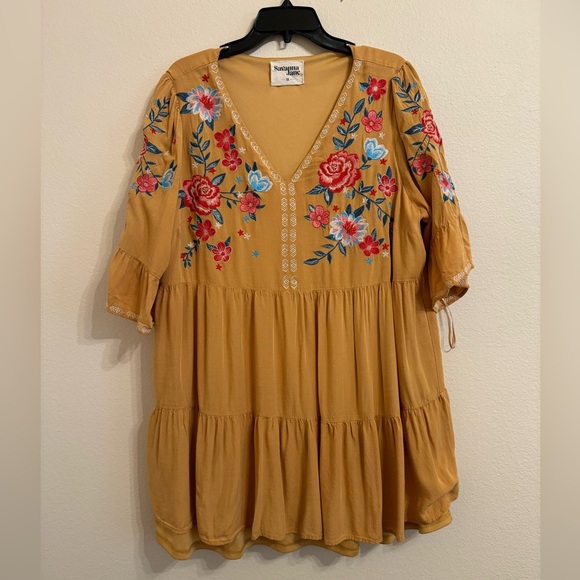 Savanna Jane EMBROIDERED BABYDOLL DRESS, MARIGOLD - Picture 2 of 12